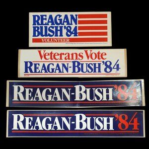 Reagan Bush 84 Presidential Campaign Volunteer Veterans Vote Sticker Lot NOS